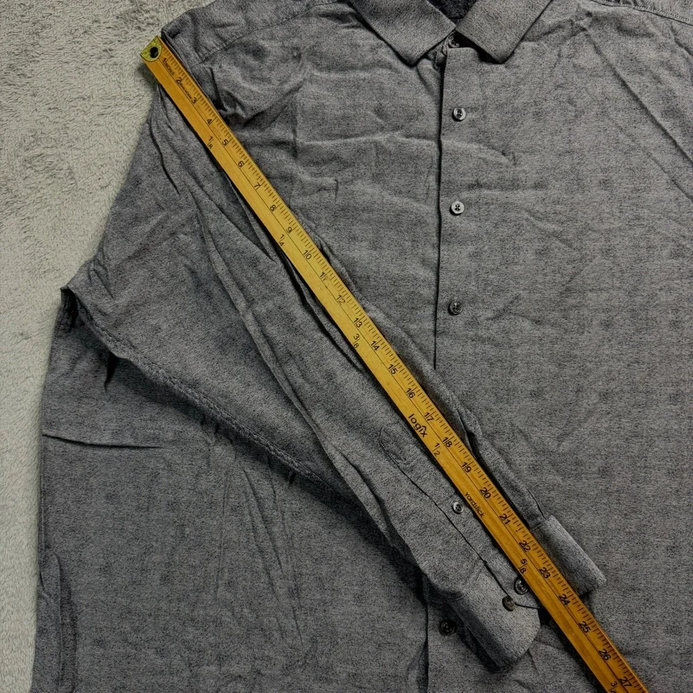 Hart Schaffner Marx Mens 3XB Grey Cotton Textured Long Sleeve Button Down Shirt